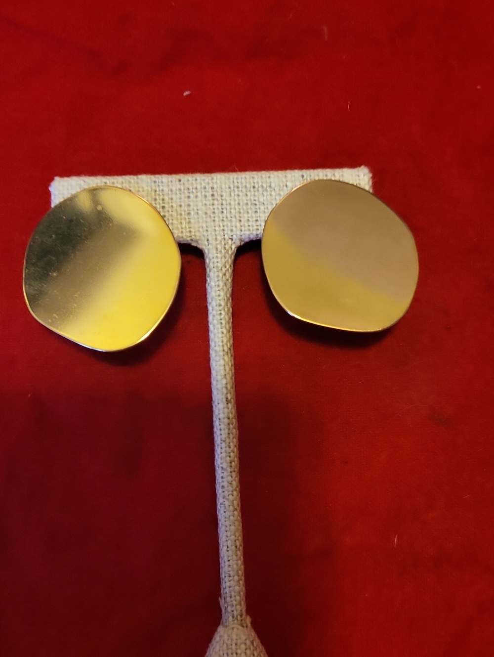 Source Unknown Shiny Gold Irregular Disc Stud Earrings
